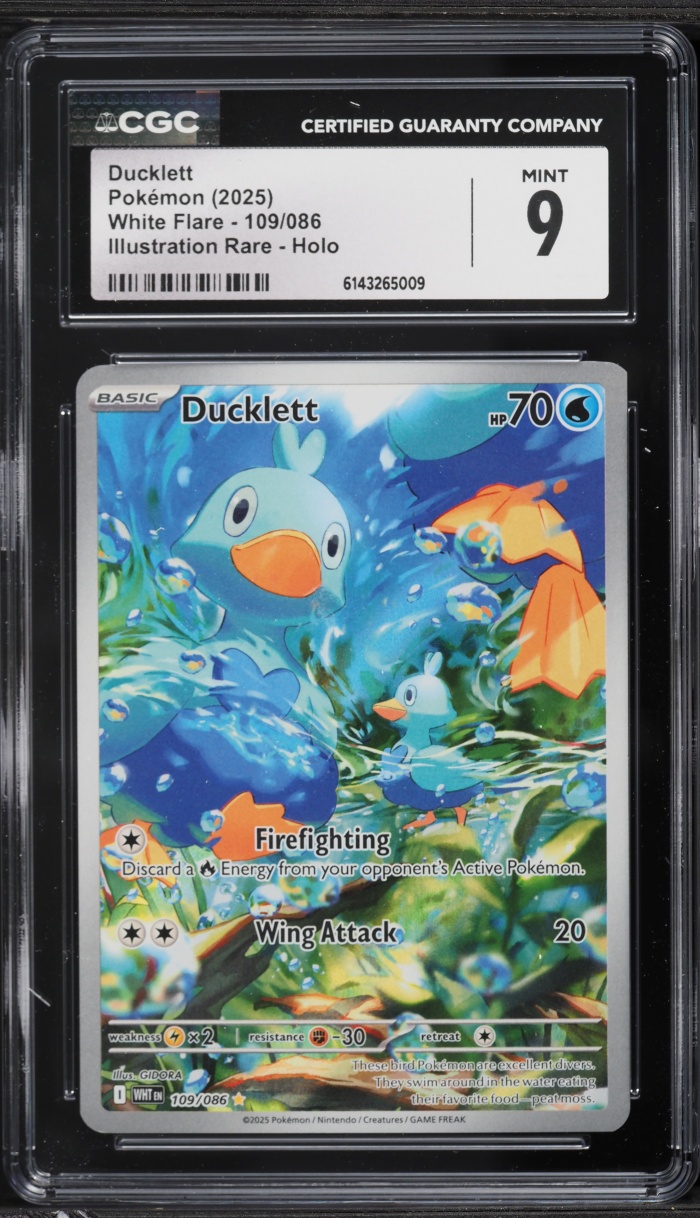 2025 Pokemon Scarlet & Violet White Flare IR Ducklett #109 CGC 9 MINT