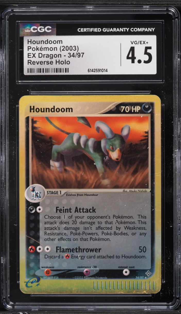 2003 Pokemon EX Dragon Reverse Holo Houndoom #34 CGC 4.5 VGEX+