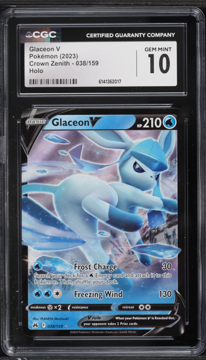 2023 Pokemon Sword & Shield Crown Zenith Glaceon V #38 CGC 10 GEM MINT