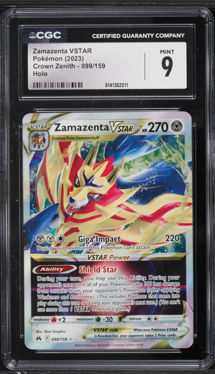 2023 Pokemon Sword & Shield Crown Zenith Holo Zamazenta VSTAR #99 CGC 9 MINT