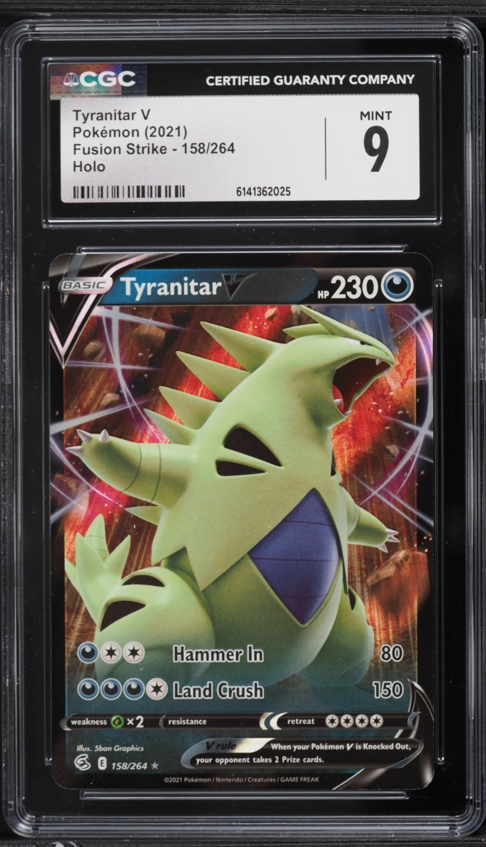 2021 Pokemon Sword & Shield Fusion Strike Tyranitar V #158 CGC 9 MINT