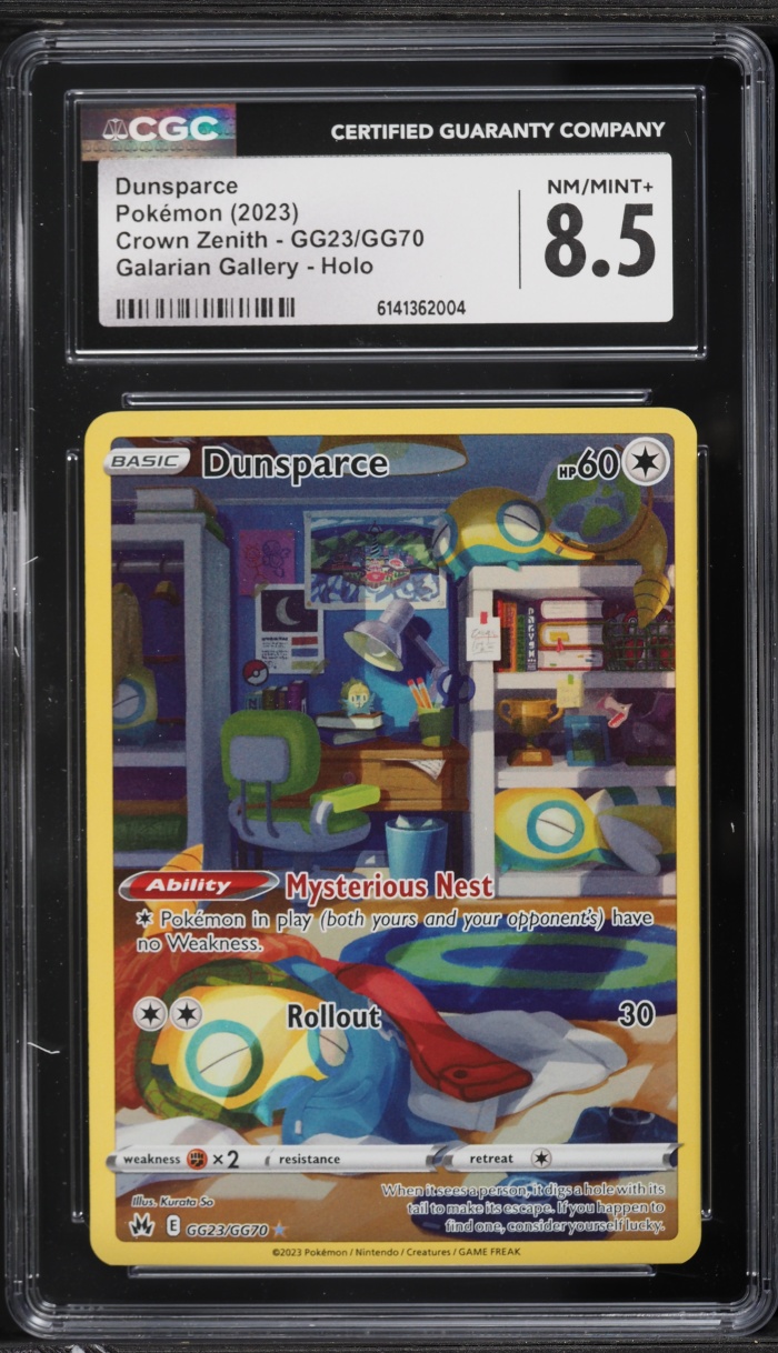 2023 Pokemon Sword & Shield Crown Zenith Alt Art Dunsparce #GG23 CGC 8.5 NM-MT+