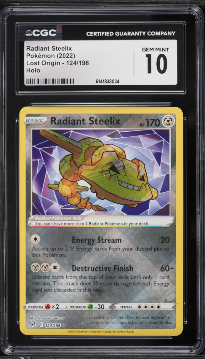 2022 Pokemon Sword & Shield Lost Origin Holo Radiant Steelix #124 CGC 10 GEM MINT