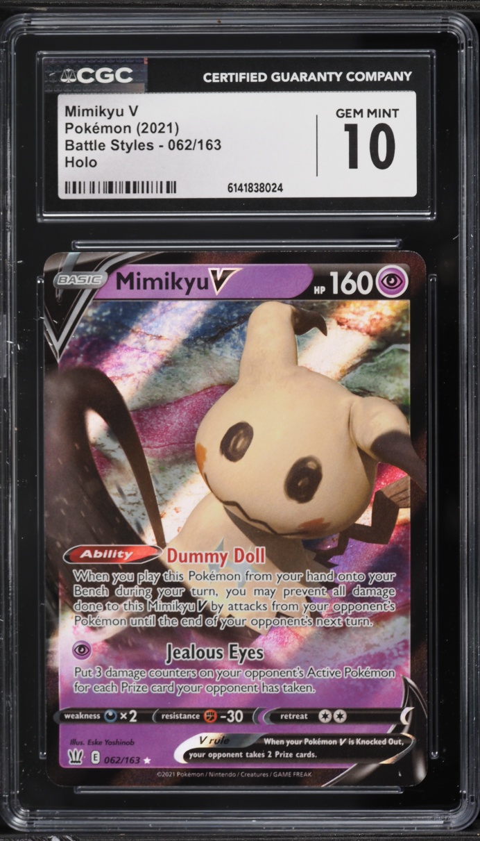 2021 Pokemon Sword & Shield Battle Styles Holo Mimikyu V #62 CGC 10 GEM MINT