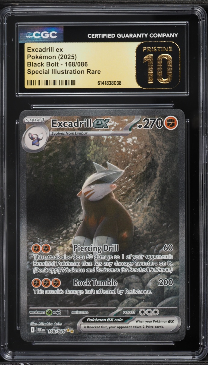 2025 Pokemon Scarlet & Violet Black Bolt SIR Excadrill ex #168 CGC 10 PRISTINE