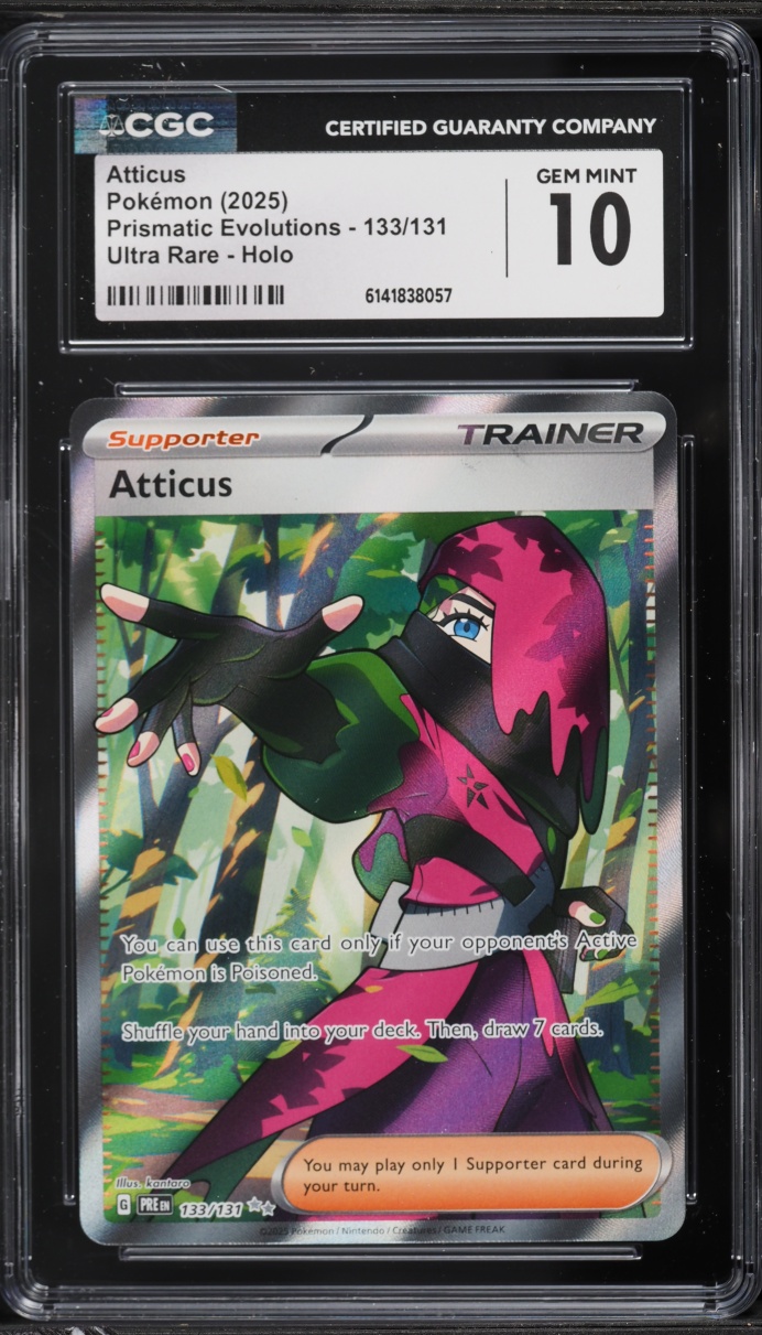 2025 Pokemon Scarlet & Violet Prismatic Evolutions Full Art Atticus #133 CGC 10 GEM MINT