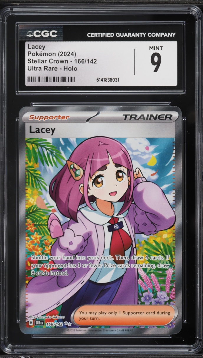 2024 Pokemon Scarlet & Violet Stellar Crown Full Art Lacey #166 CGC 9 MINT