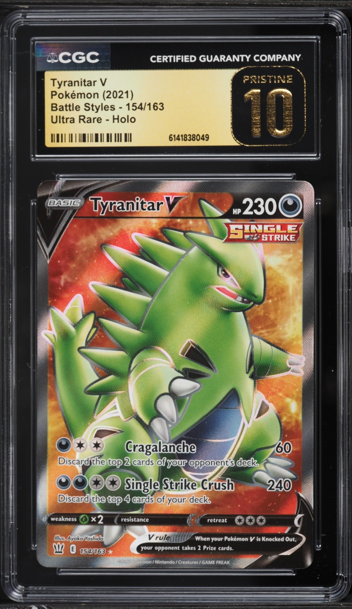 2021 Pokemon Sword & Shield Battle Styles Full Art Tyranitar V #154 CGC 10 PRISTINE