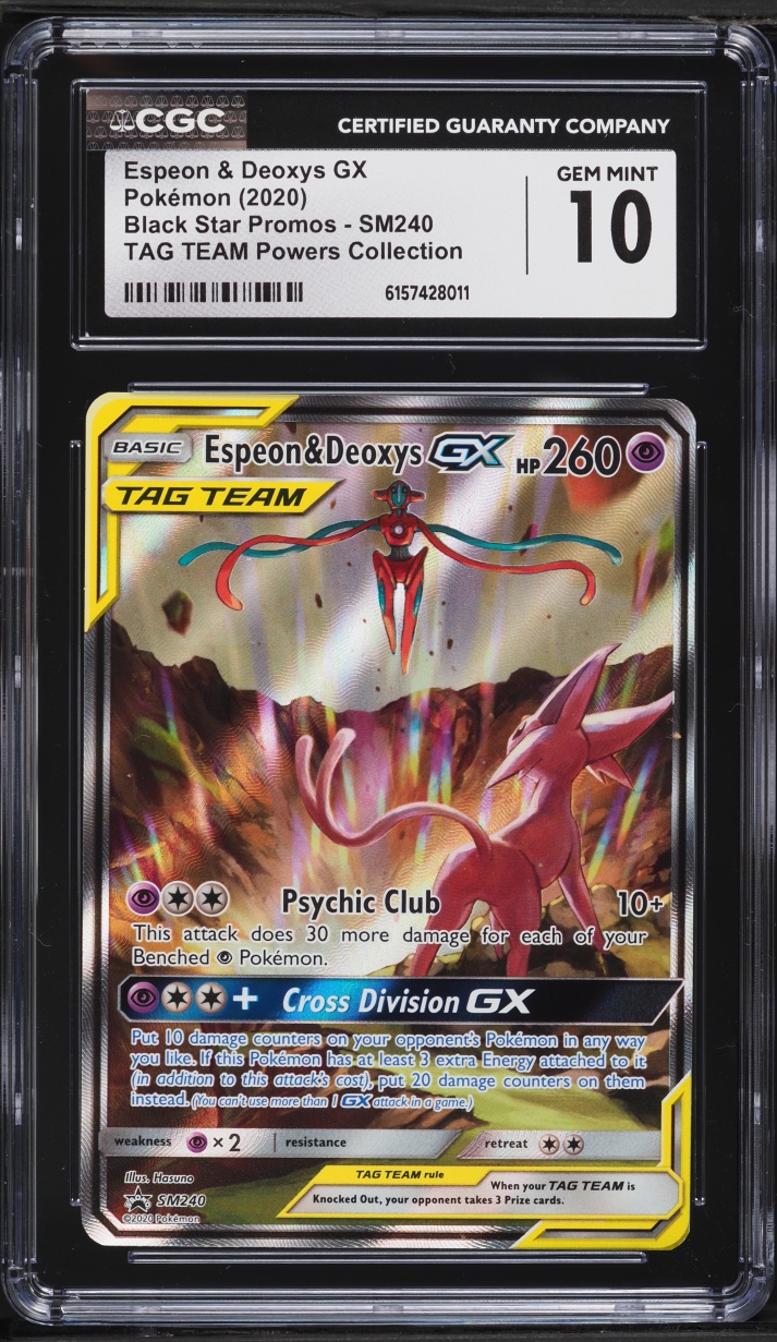 2020 Pokemon Sun & Moon Promo Tag Team Powers Alt Art Espeon & Deoxys GX #SM240 CGC 10 GEM MINT