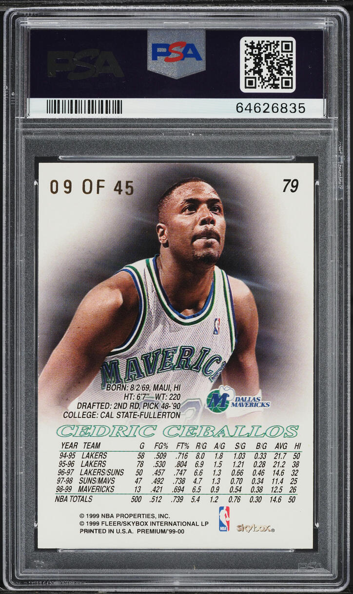 1999 Skybox Premium Star Rubies Cedric Ceballos /45 #79 PSA 6 EXMT