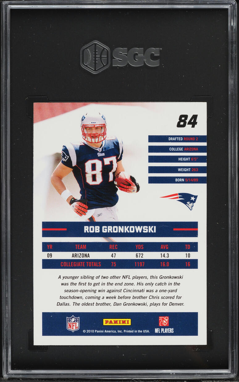 2010 Donruss Rated Rookie Rob Gronkowski ROOKIE #84 SGC 9 MINT