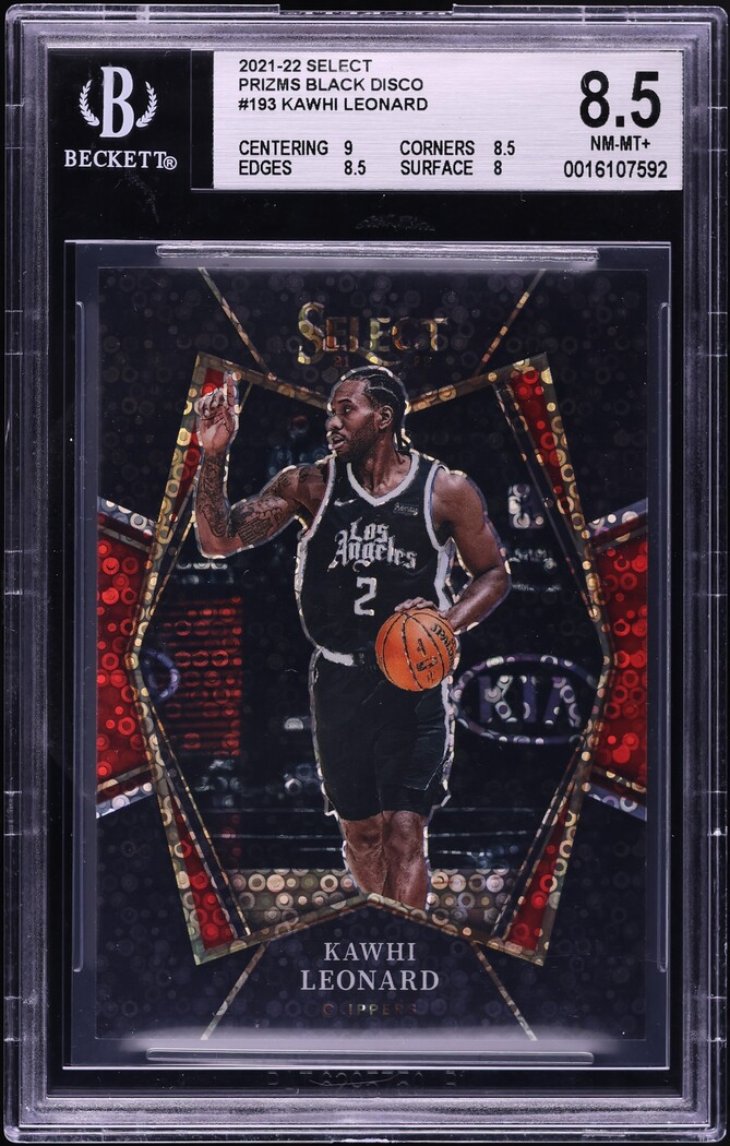 2021 Select Premier Level Black Disco Prizm Kawhi Leonard 1/1 #193 BGS 8.5 NM-MT+