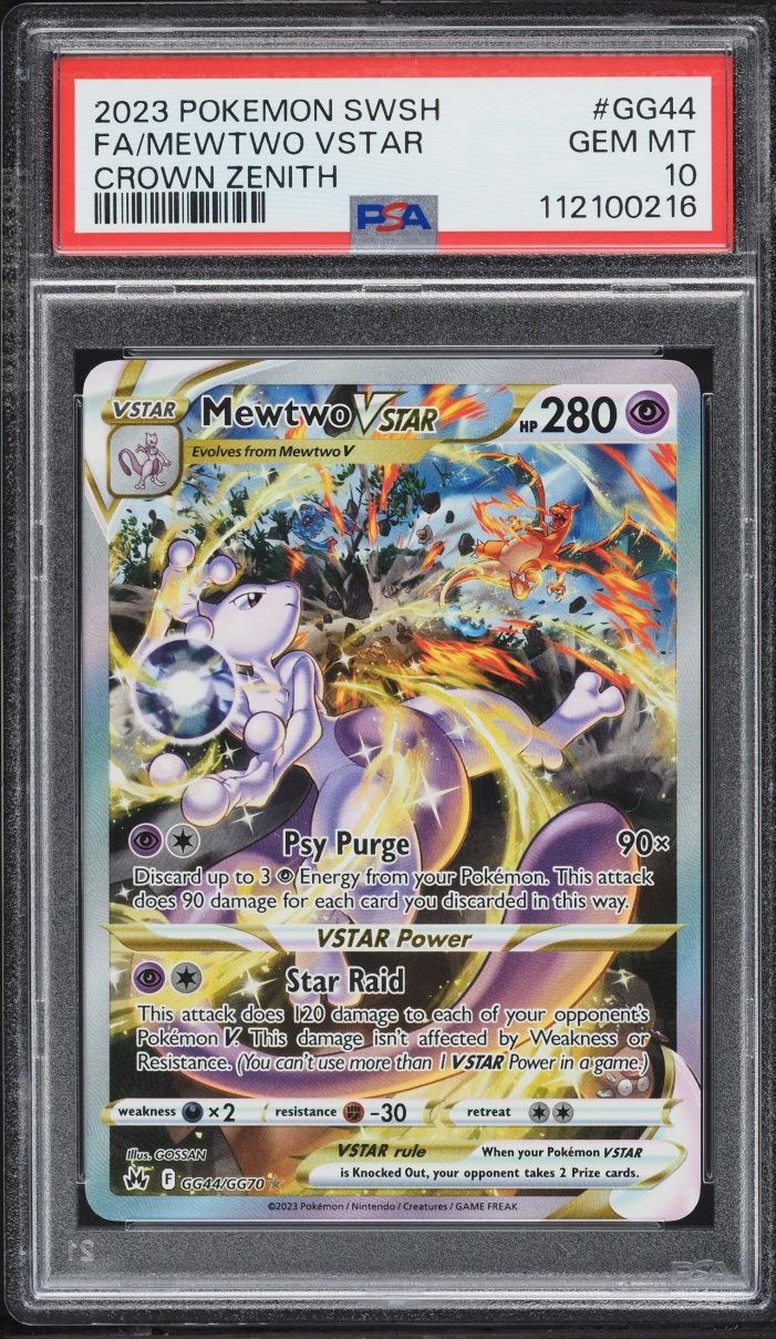 2023 Pokemon Sword & Shield Crown Zenith Galarian Gallery Alt Art Mewtwo VSTAR #GG44 PSA 10 GEM