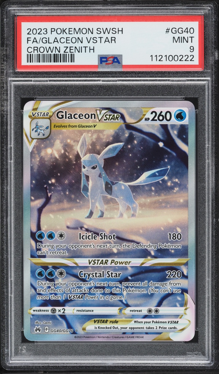 2023 Pokemon Sword & Shield Crown Zenith Alt Art Glaceon VSTAR #GG40 PSA 9 MINT