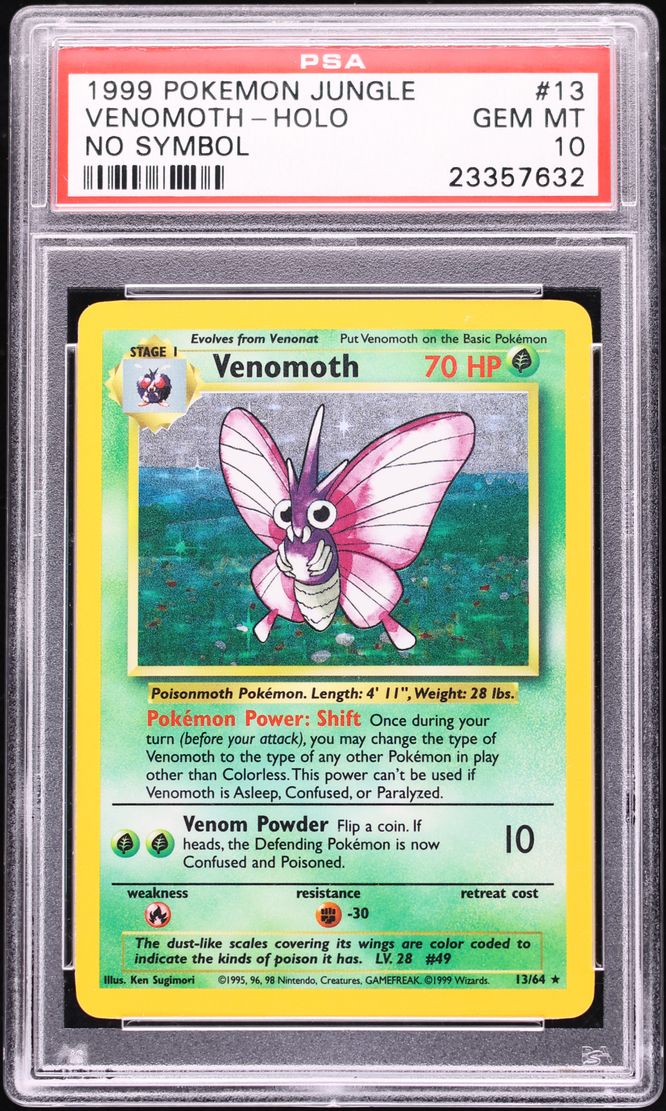 1999 Pokemon Jungle No Symbol Holo Venomoth #13 PSA 10 GEM MINT