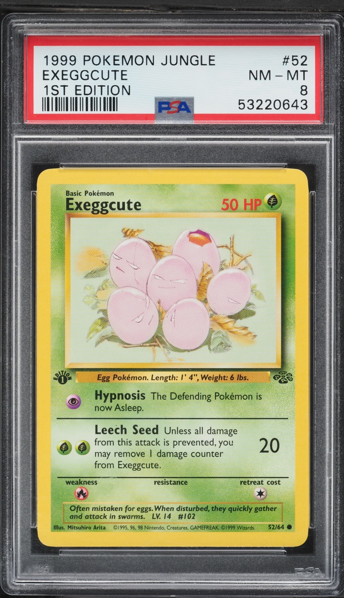 1999 Pokemon Jungle 1st Edition Exeggcute #52 PSA 8 NM-MT