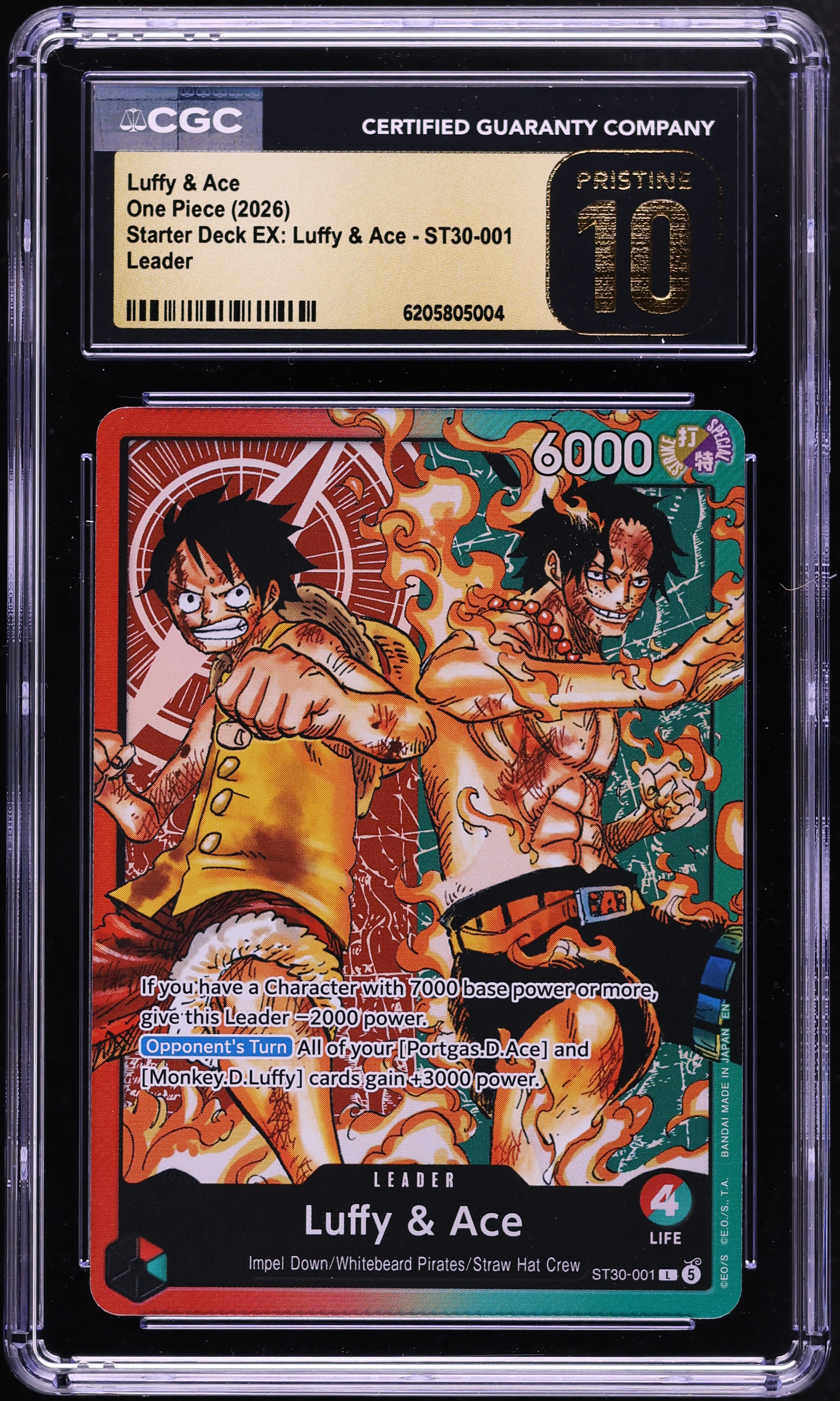 2026 One Piece Starter Deck EX Leader Luffy & Ace #ST30-001 CGC 10 PRISTINE