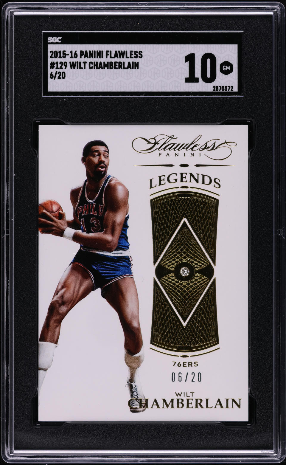 2015 Panini Flawless Wilt Chamberlain /20 #129 SGC 10 GEM MINT - Main Image