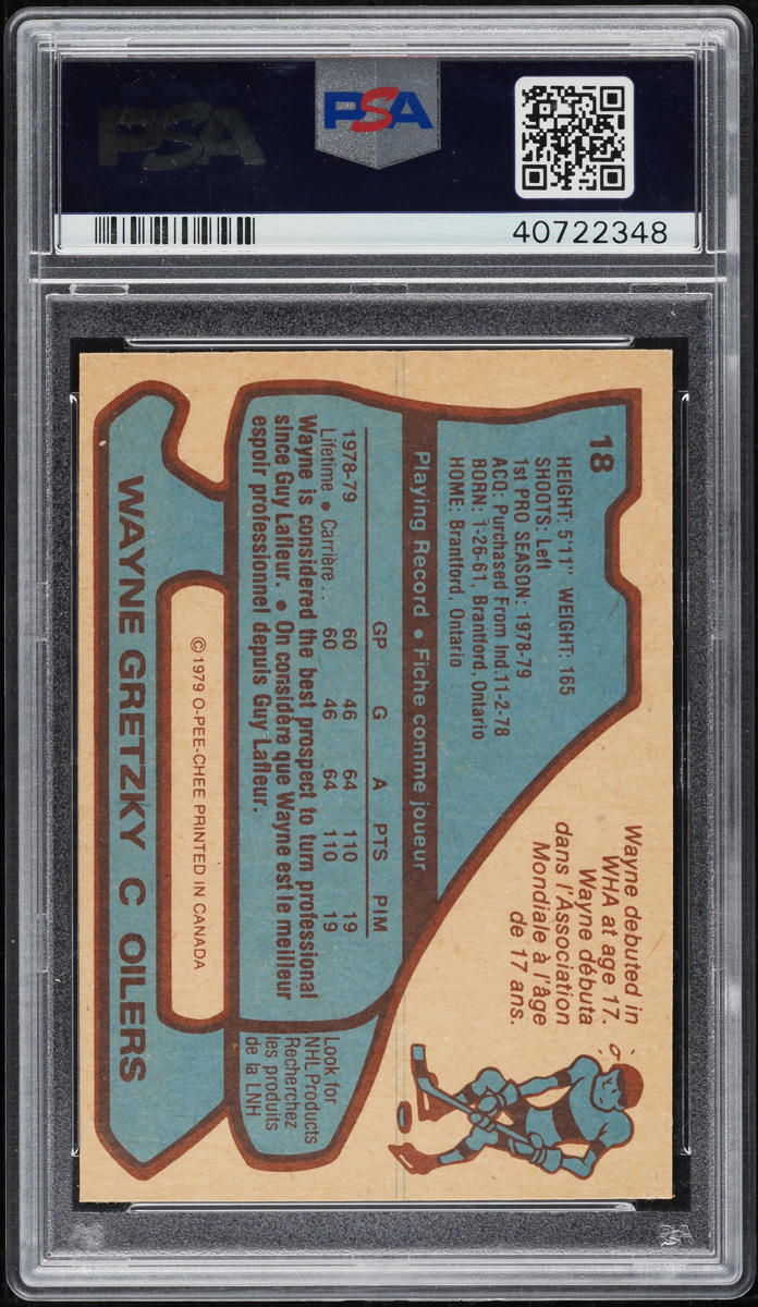 1979 O-Pee-Chee Hockey Wayne Gretzky ROOKIE #18 PSA 8 NM-MT