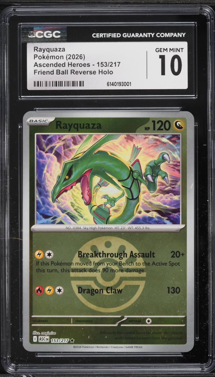 2026 Pokemon Mega Evolution Ascended Heroes Friend Ball Holo Rayquaza #153 CGC 10 GEM MINT