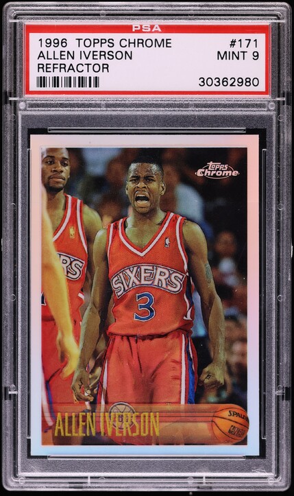 1996 Topps Basketball Allen Iverson ROOKIE #171 PSA 9 MINT on