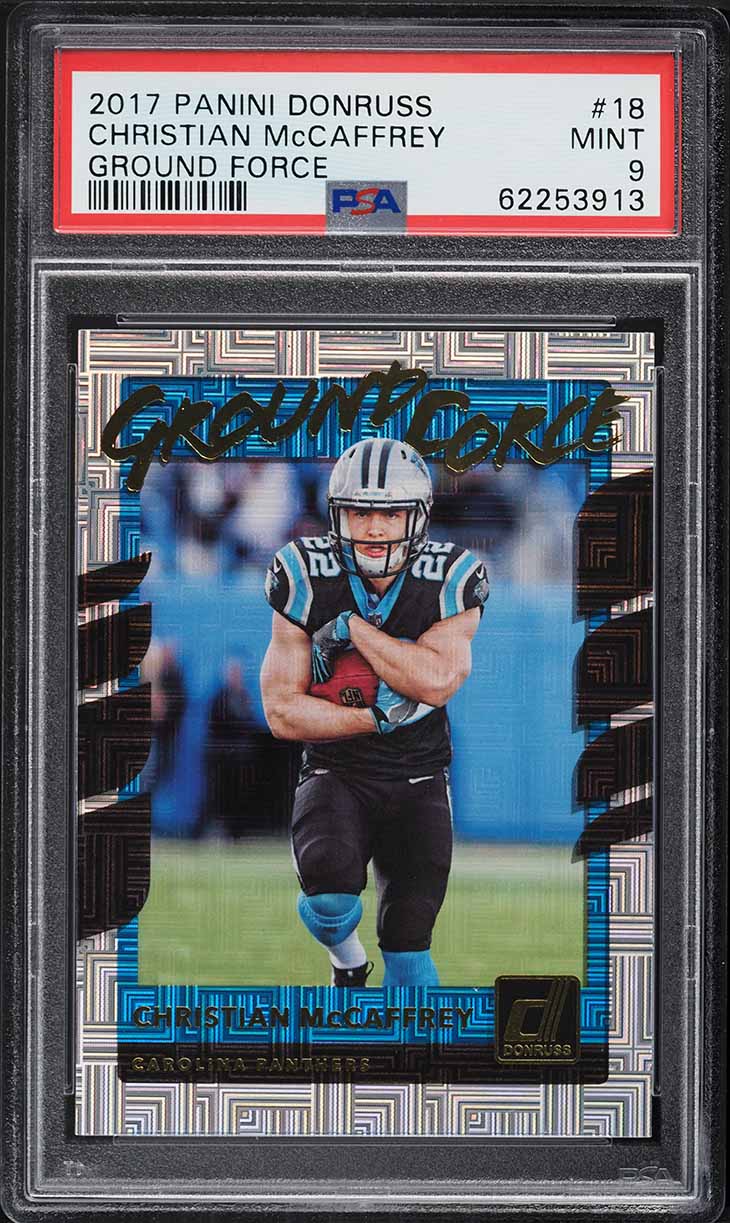 2017 Donruss Ground Force Christian McCaffrey ROOKIE #18 PSA 9 MINT
