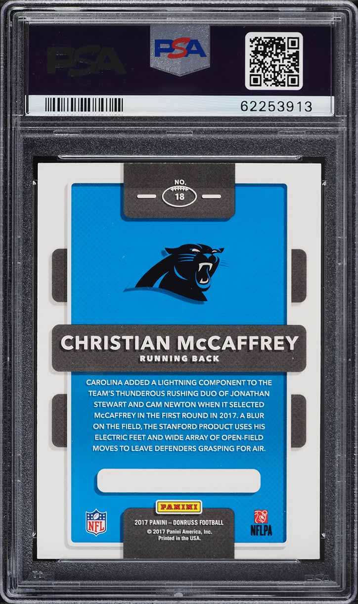 2017 Donruss Ground Force Christian McCaffrey ROOKIE #18 PSA 9 MINT