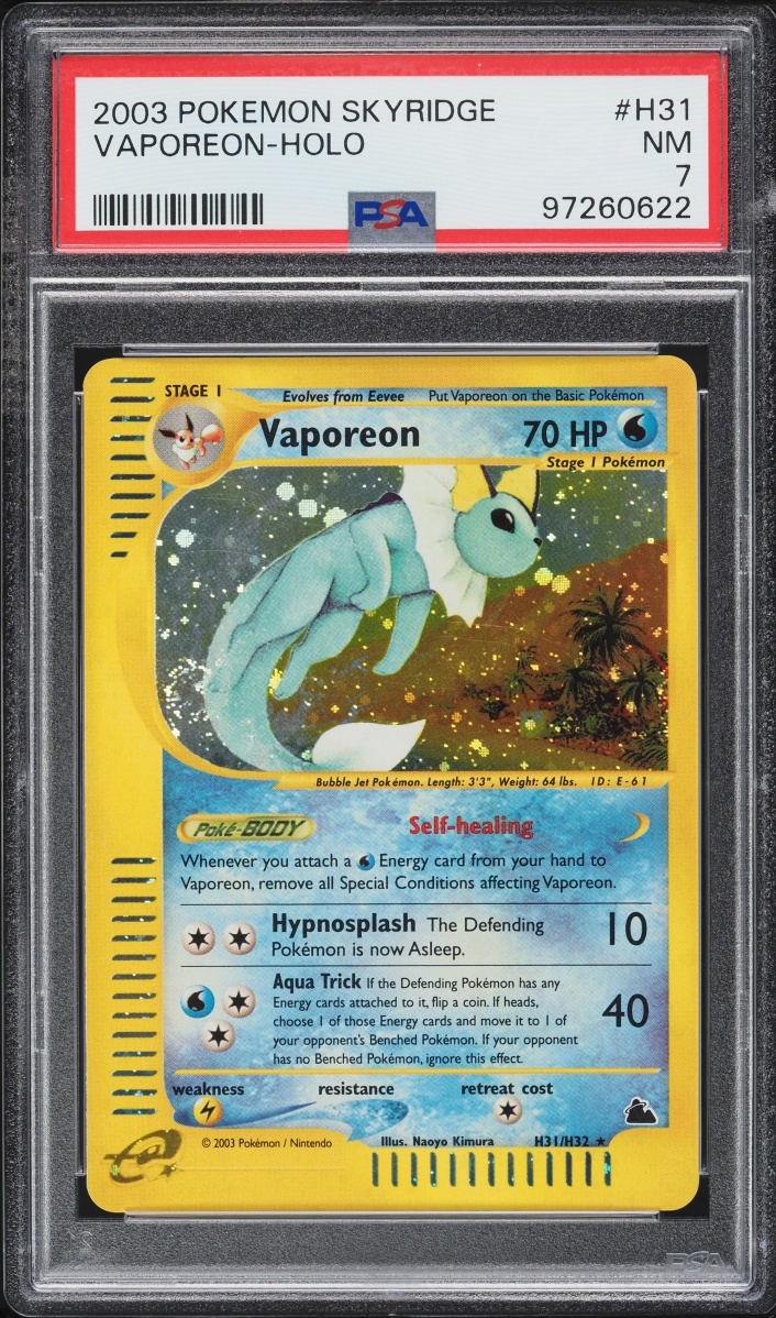 2003 Pokemon Skyridge Holo Vaporeon #H31 PSA 7 NRMT
