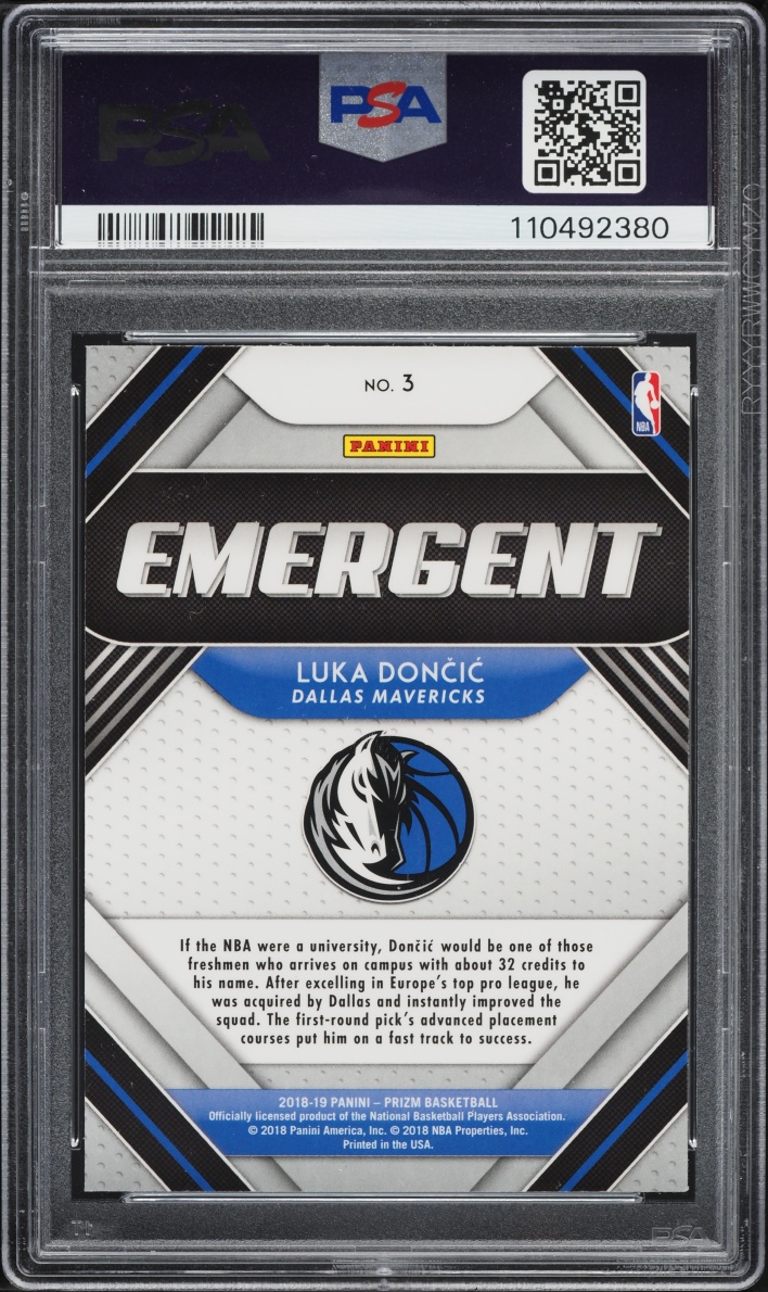 2018 Panini Prizm Emergent Luka Doncic ROOKIE #3 PSA 10 GEM MINT