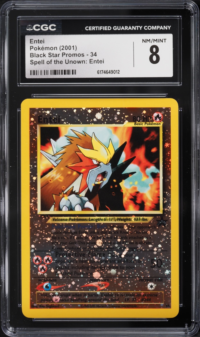 2001 Pokemon Movie 3 Promo Reverse Holo Entei #34 CGC 8 NM-MT