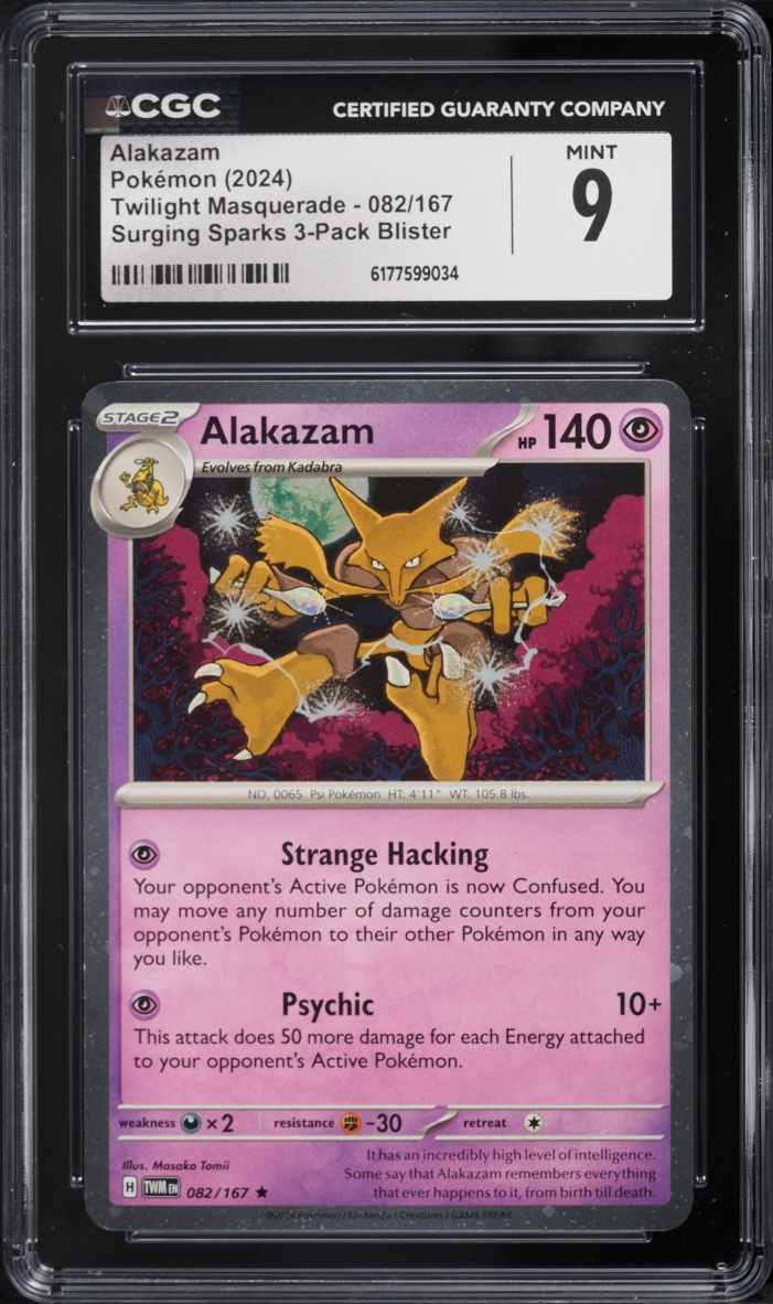 2024 Pokemon Scarlet & Violet Twilight Masquerade Surging Sparks Alakazam #82 CGC 9 MINT