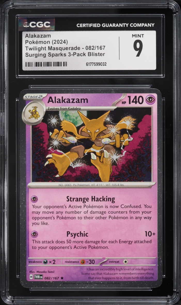 2024 Pokemon Scarlet & Violet Twilight Masquerade Surging Sparks Alakazam #82 CGC 9 MINT