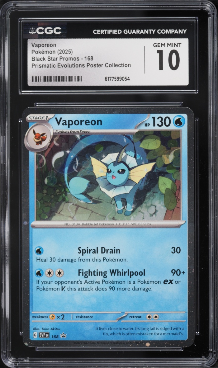 2025 Pokemon Scarlet & Violet Promo Prismatic Evolutions Poster Vaporeon #168 CGC 10 GEM MINT