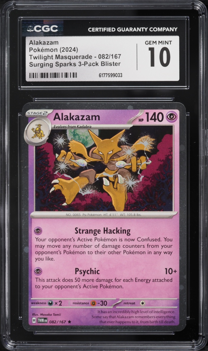 2024 Pokemon Scarlet & Violet Twilight Masquerade Surging Sparks Alakazam #82 CGC 10 GEM MINT
