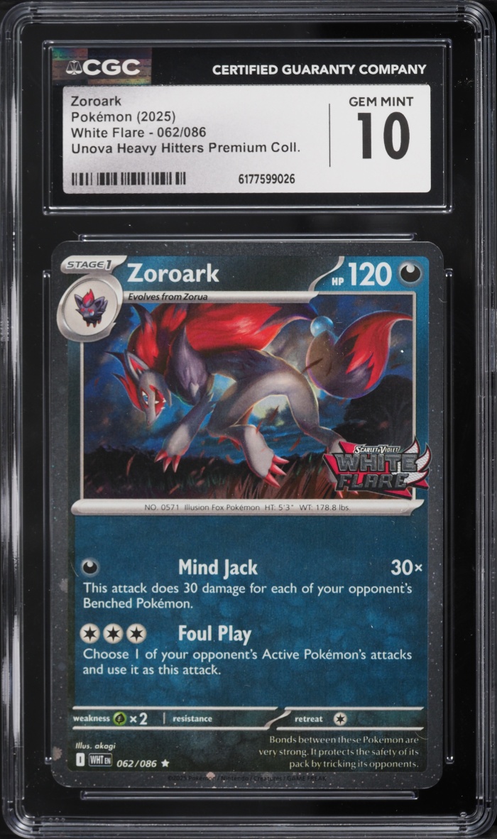2025 Pokemon Scarlet & Violet White Flare Premium Collection Zoroark #62 CGC 10 GEM MINT