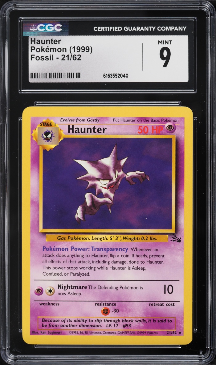 1999 Pokemon Fossil Haunter #21 CGC 9 MINT