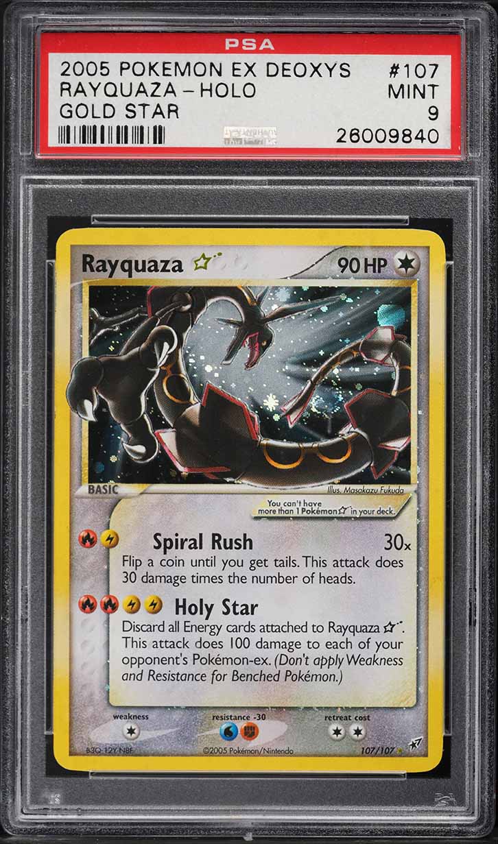 2005 Pokemon EX Deoxys Holo Rayquaza Gold Star #107 PSA 9 MINT