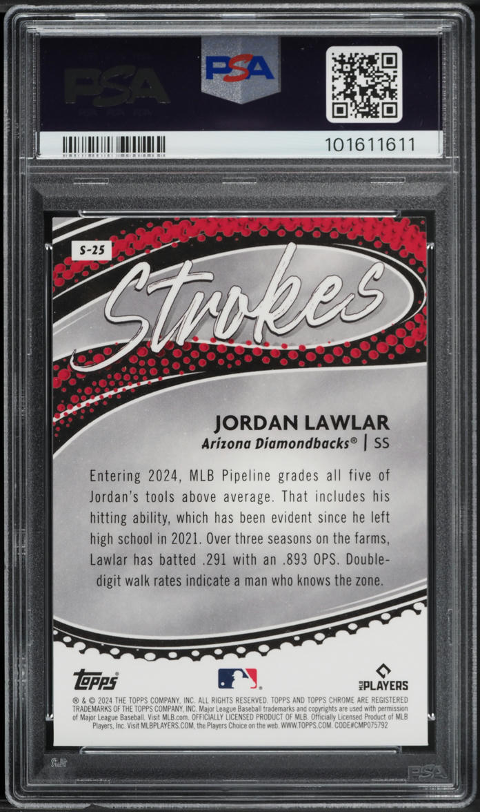 2024 Topps Chrome Strokes Jordan Lawlar ROOKIE #S-25 PSA 10 GEM MINT