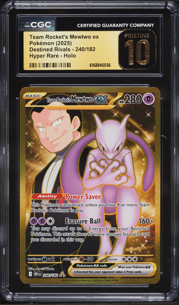 2025 Pokemon SV Destined Rivals Gold Rare Team Rocket's Mewtwo EX #240 CGC 10 PRISTINE