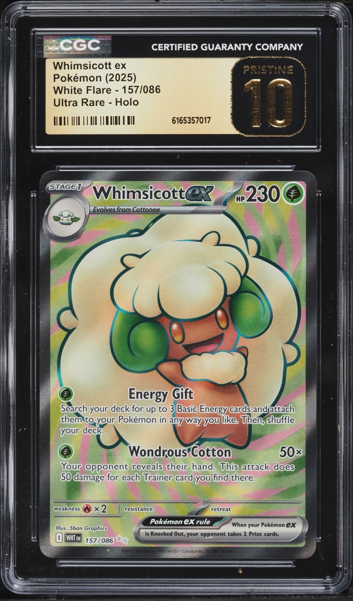 2025 Pokemon Scarlet & Violet White Flare Full Art Whimsicott ex #157 CGC 10 PRISTINE