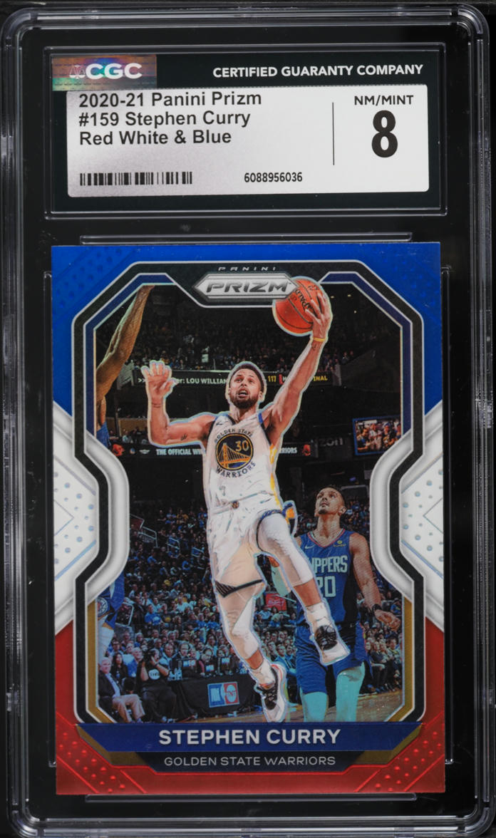 2020 Panini Prizm Red White & Blue Stephen Curry #159 CGC 8 NM-MT
