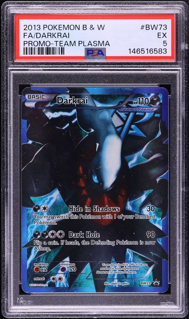 2013 Pokemon Black & White Black Star Promo Team Plasma Full Art Darkrai #BW73 PSA 5 EX
