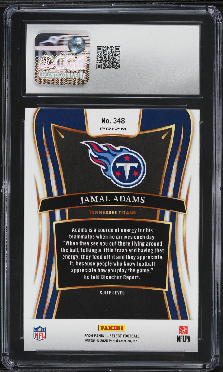 2024 Select Suite Level Zebra Jamal Adams #348 CGC 8.5 NM-MT+