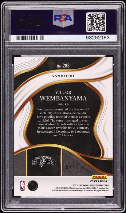 2023 Select Courtside Tie-Dye Prizm Victor Wembanyama ROOKIE /25 #288 PSA 10 GEM MINT