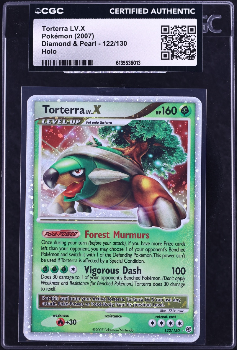 2007 Pokemon Diamond & Pearl Holo Torterra LV. X #122 CGC AUTH