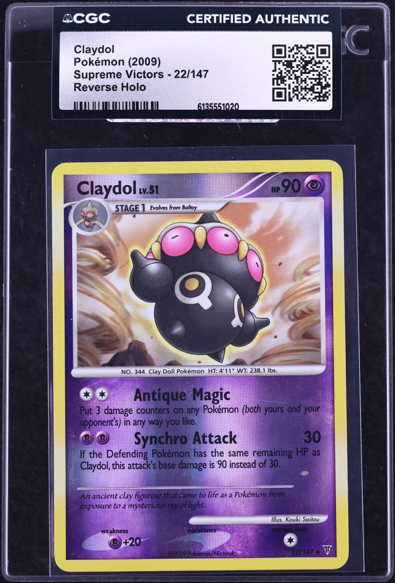 2009 Pokemon Platinum Supreme Victors Reverse Holo Claydol #22 CGC AUTH
