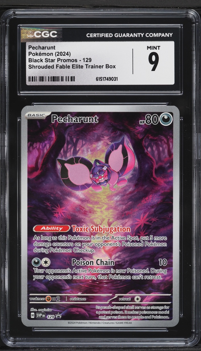 2024 Pokemon Scarlet & Violet Promo Shrouded Fable ETB Pecharunt #129 CGC 9 MINT