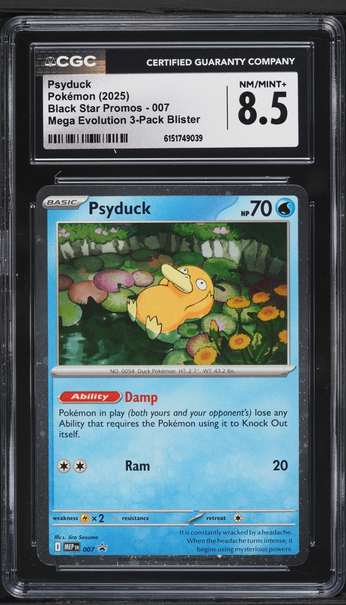 2025 Pokemon Mega Promo Evolution 3-Pack Blister Psyduck #7 CGC 8.5 NM-MT+