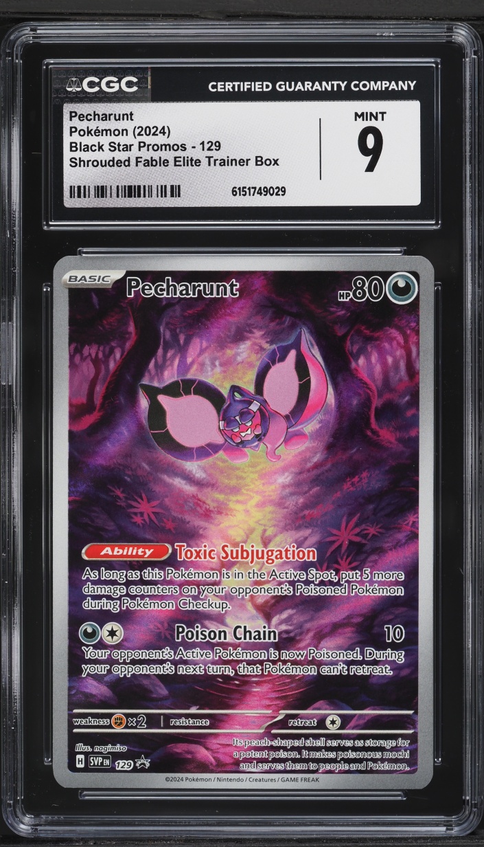 2024 Pokemon Scarlet & Violet Promo Shrouded Fable ETB Pecharunt #129 CGC 9 MINT