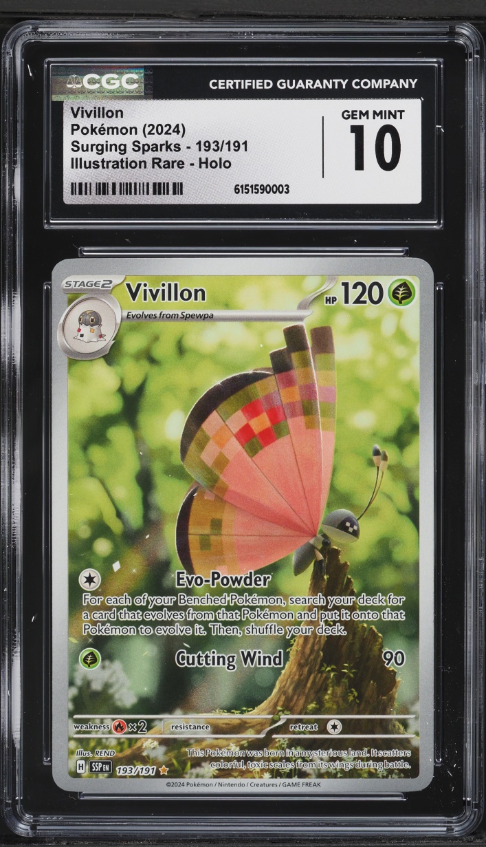 2024 Pokemon Scarlet & Violet Surging Sparks IR Vivillon #193 CGC 10 GEM MINT